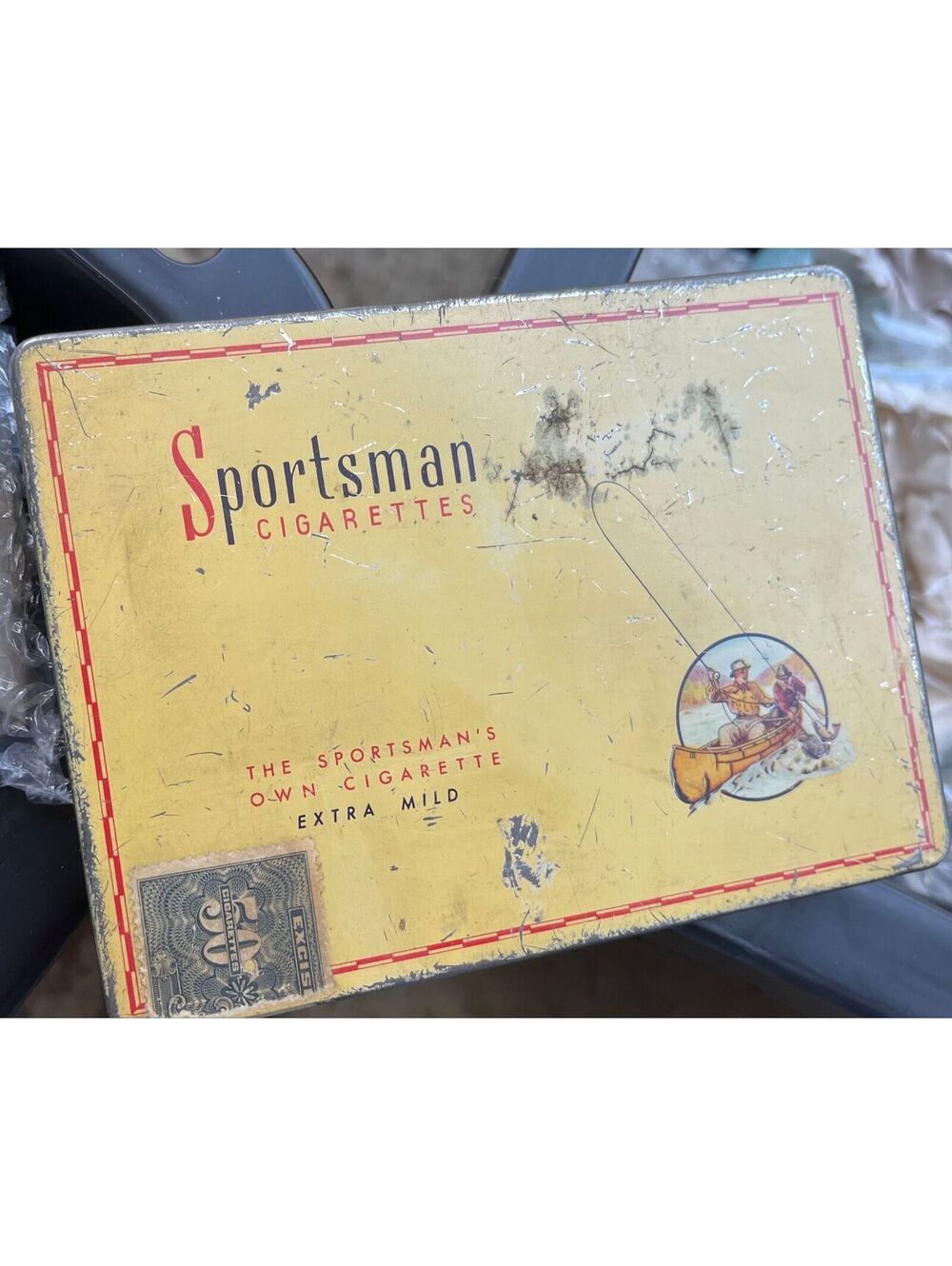 Vintage Sportsman Cigarettes Tin – 1950s Canadian Fishing Advertising